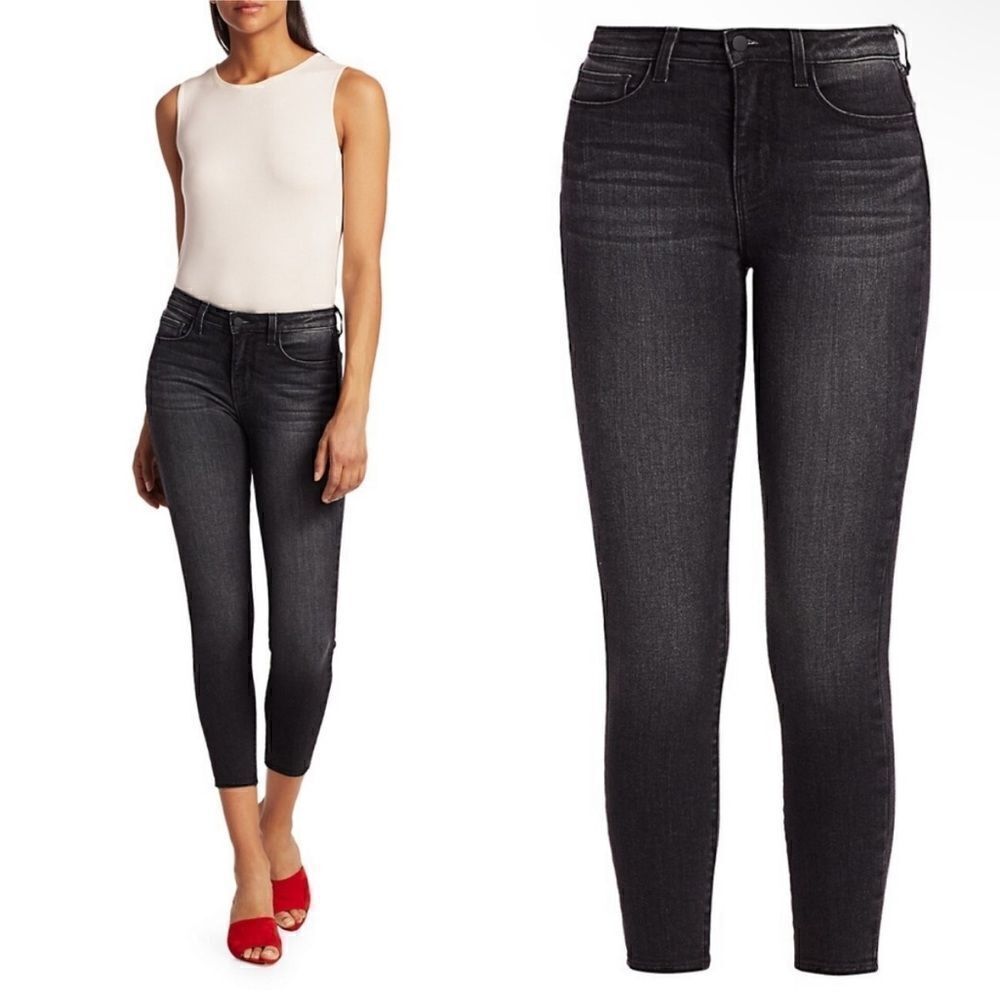 L'AGENCE NWT Margot Skinny High Rise Cropped Stretch Jeans in Castle Roc…